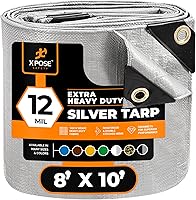 Vista 58 de Xpose Safety Lona protectora de polietileno plateado resistente de 5 x 7 pies - Funda protectora multiusos - Duradera, resistente al agua