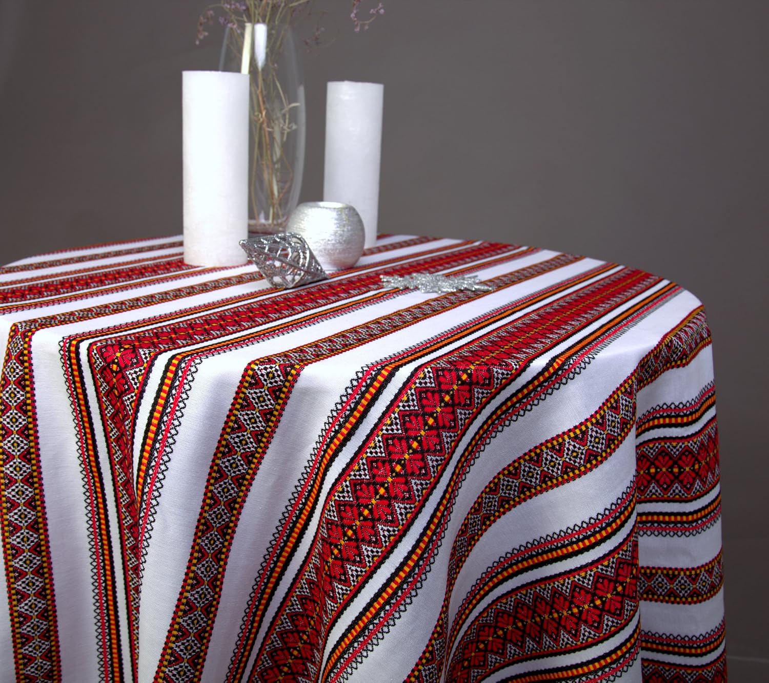 Rushnichok Decorative Tablecloth with Ukrainian Ornament Wedding plahta Ethnic red Black Yellow 100x150 cm / 40"x59" (250x150 cm)