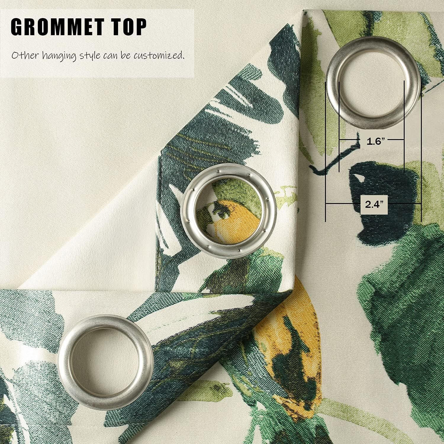 Leeva Linen Blackout Curtain for Living Room, Green Macaw Pattern Print 84 Inch Extra Wide Window Treatment for Room Divider,1 Pack Curtain Panel 84 Inches Long