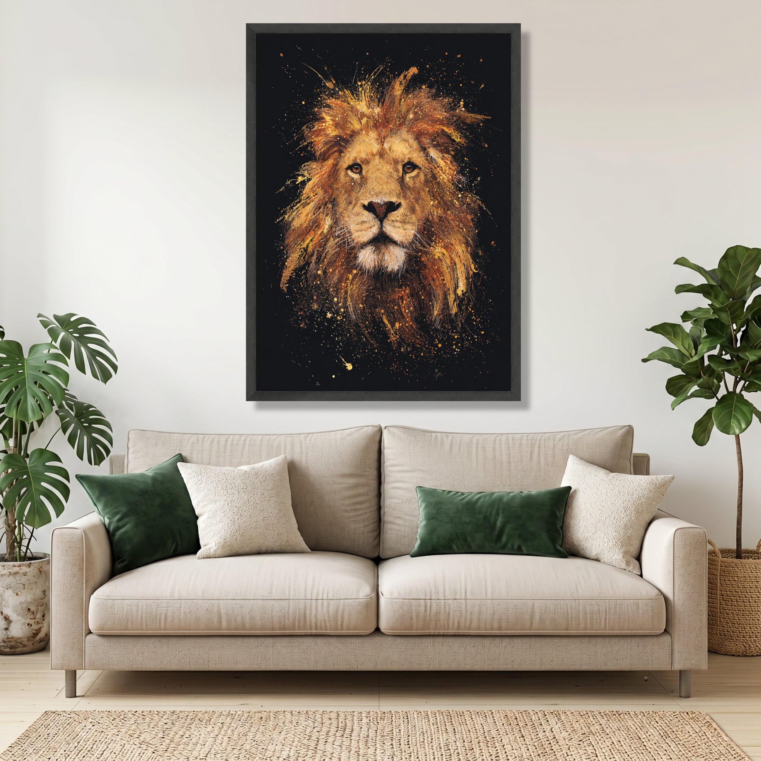CAOXTART Majestic Lion Portrait Canvas, Wildlife Wall Art, Animal Face Canvas Print, Modern Home Decor, Regal Lion Head Painting(20x30cm/Frameless)
