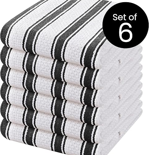 Miniatura 2 de COTTONIVA Paquete de 6 toallas de cocina de alta calidad, 100% algodón, 16 x 26 pulgadas, absorbentes, de secado rápido, toallas de mano de cocina,