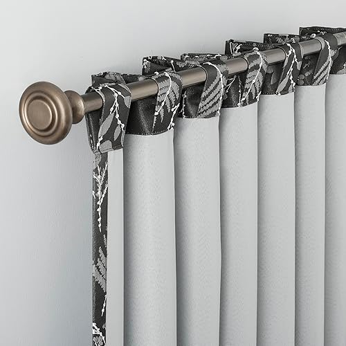 Miniatura 3 de Sun Zero Ambridge - Juego de 2 paneles de cortinas plisadas con diseño de hojas botánicas bordadas, 100 % opacas, 50 x 84 pulgadas, gris acero