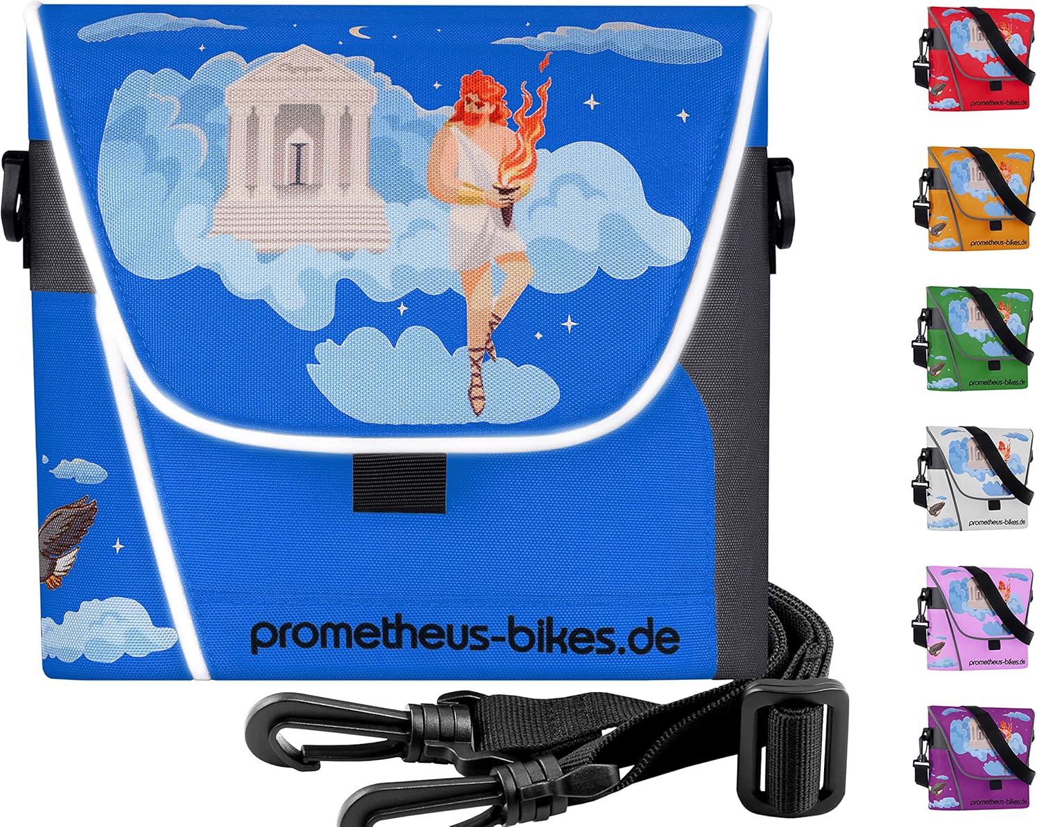 Prometheus Kinder Lenkertasche Kinderfahrrad Lenker Tasche mit Tragegurt und Reflektorstreifen