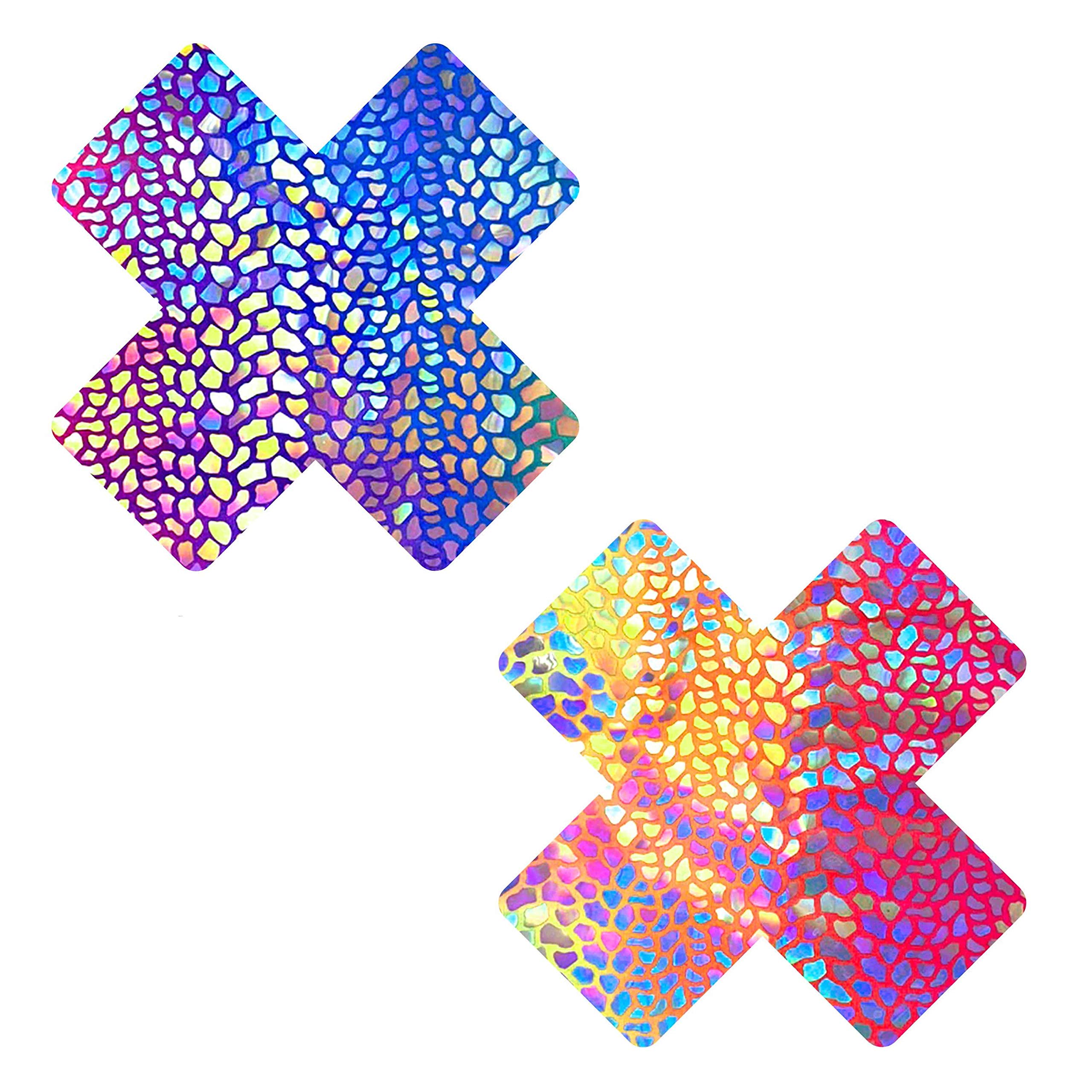 Neva Nude Iridescent Crystal Beamz Nipztix Pasties Nipple Covers for Festivals, Raves, Lingerie and More, Made in USA