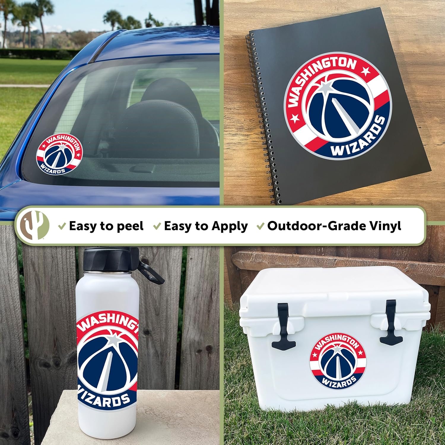 Desert Cactus Washington Wizards Sticker NBA Officially Licensed Vinyl Decal Laptop Water Bottle Car Scrapbook (Individual 2)