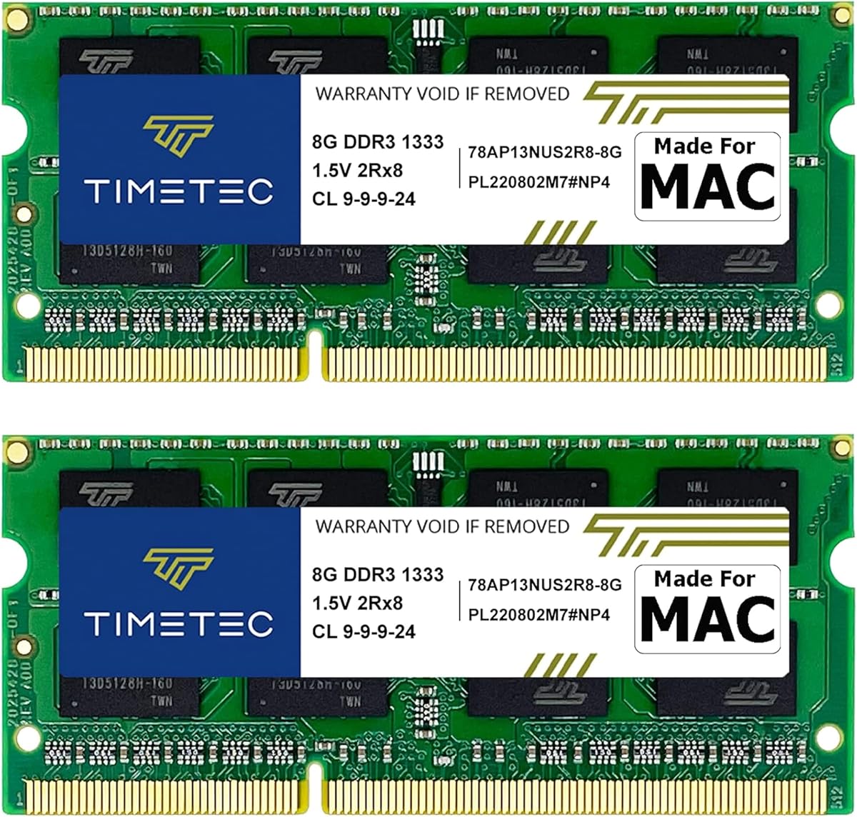 KIT Timetec de 16 GB (2x8 GB) Compatible para Apple DDR3 1333 MHz PC3-10600 CL9 para Mac Book Pro (principios/finales de 2011 13/15/17 pulgadas), iMac(mediados de 2010, mediados/finales de 2011 21.5/27 pulgadas), Mac Mini(mediados de 2011) Actualización de MAC RAM