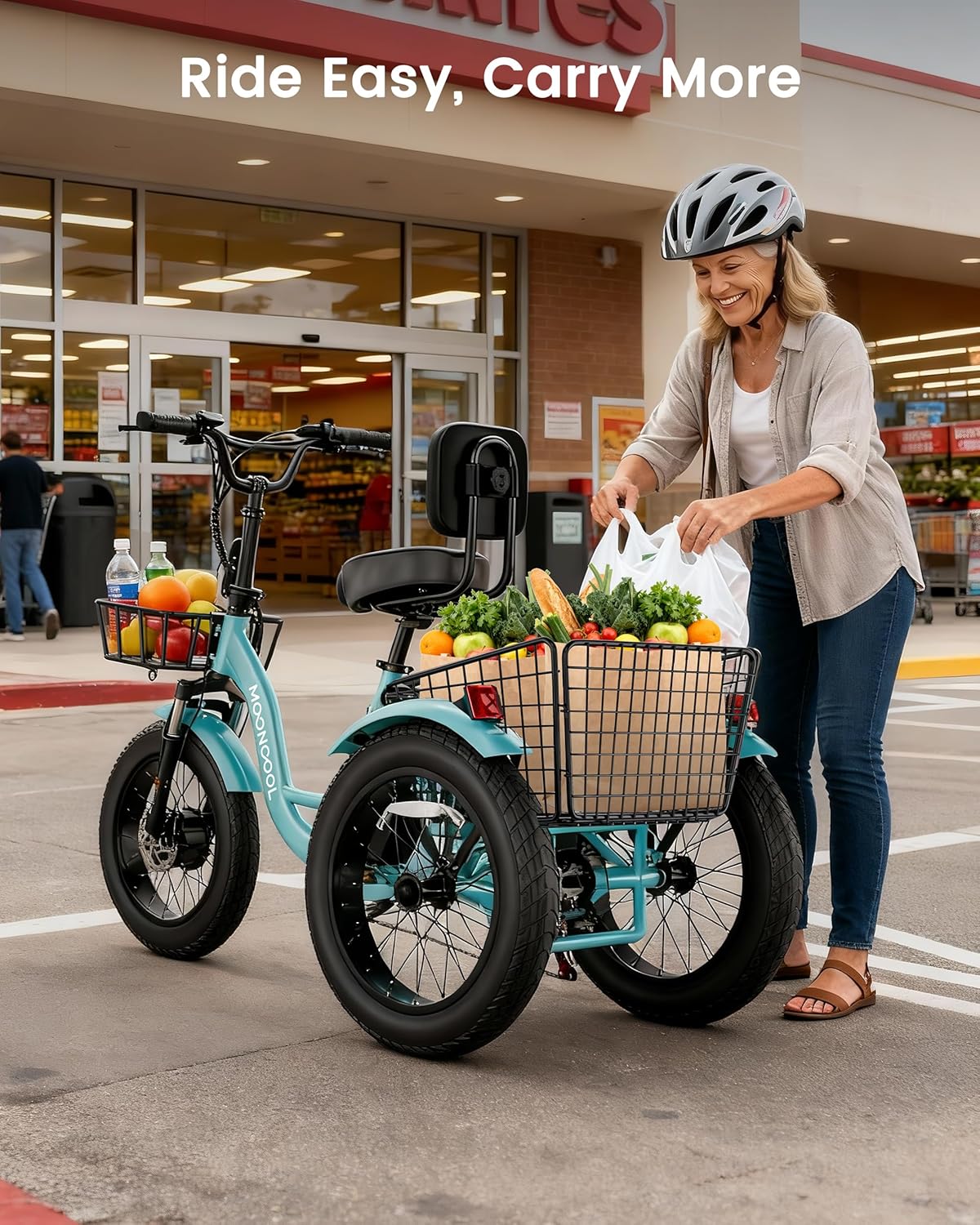 MOONCOOL Electric Tricycle for Adults, 20" x 4" Fat Tire Electric Trike, 48V 500W 3 Wheel Electric Bike, 7 Speed E Trikes for Adults with Removable Battery, Aluminum Frame & Large Basket