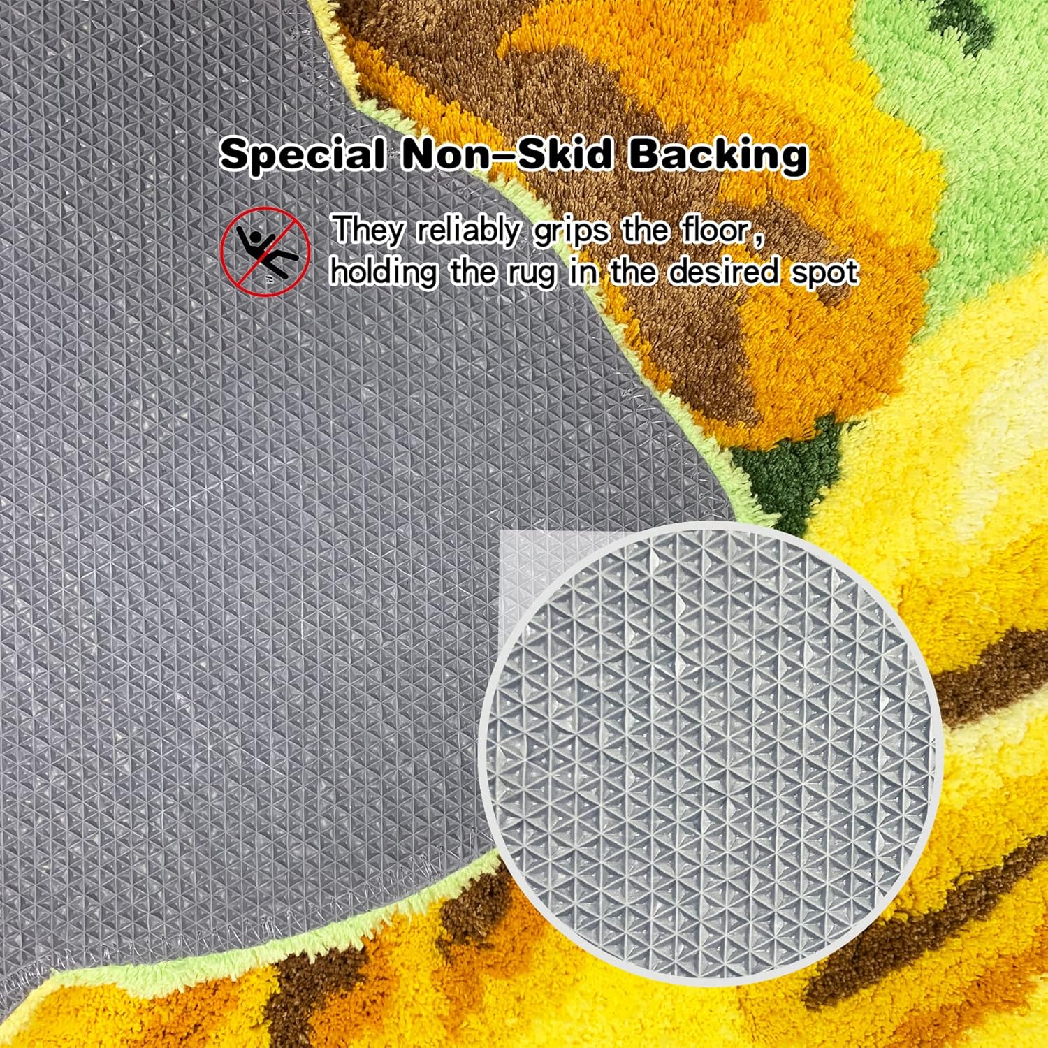 ABREEZE Handmade Rose Farmhouse Area Rugs Bedroom/Living Room/Bathroom/Kitchen Home Decor Carpet Washable Non-Slip Mat Indoor and Outdoor Welcome Rug Yellow