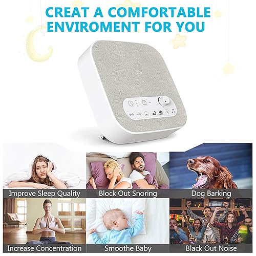 Miniatura 6 de Máquina de sonido de ruido blanco con sonidos naturales, cargador de salida USB, volumen ajustable, conector para auriculares y temporizador de