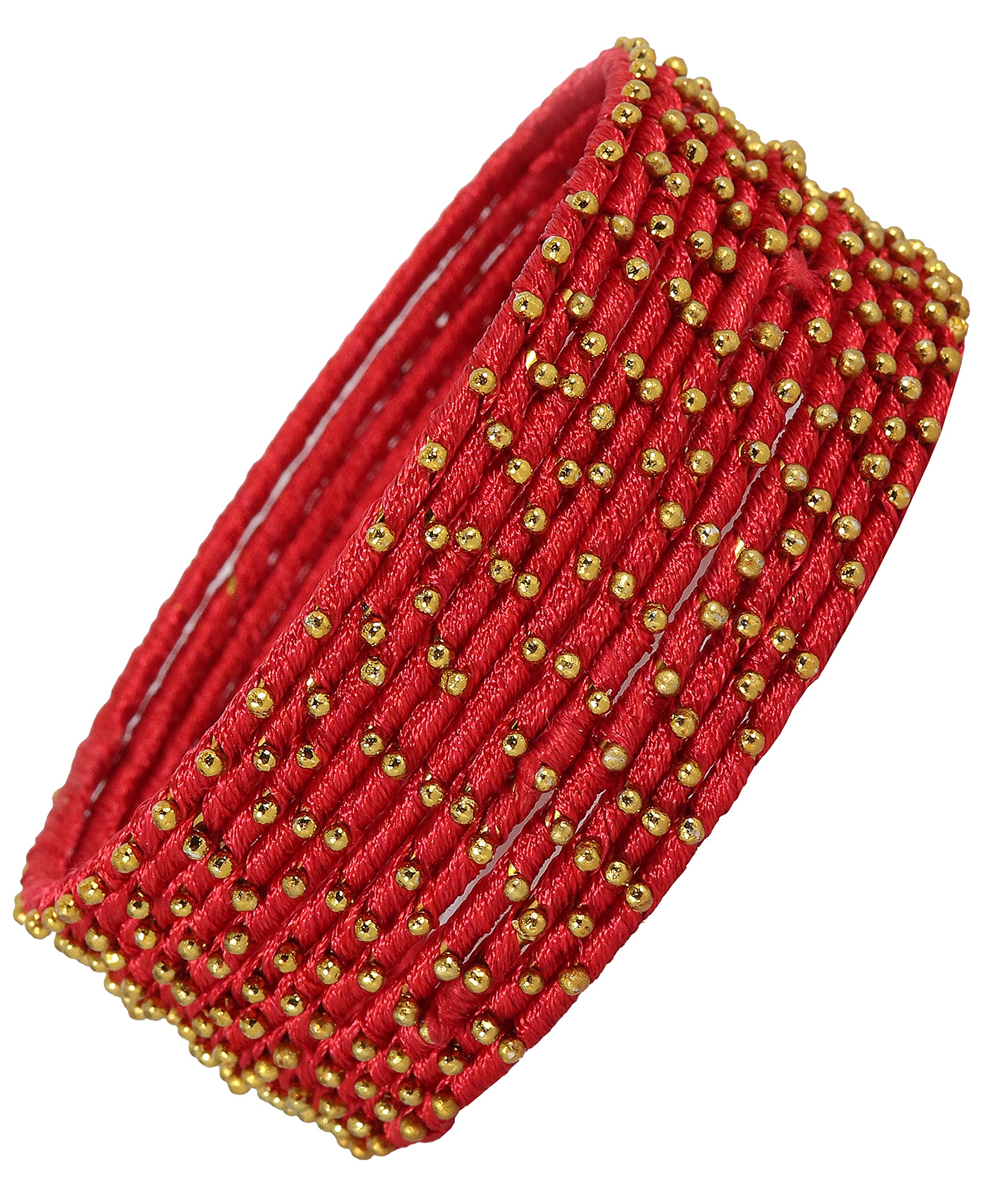 NMII Non-Precious Metal with Silk thread and Linked with Ball stone Glossy Finished Bangle Set For Women and Girls, (Red_2.4 Inches), Pack Of 12 Bangle Set (B09S5WFPJV) Amazon Price History, Amazon Price Tracker