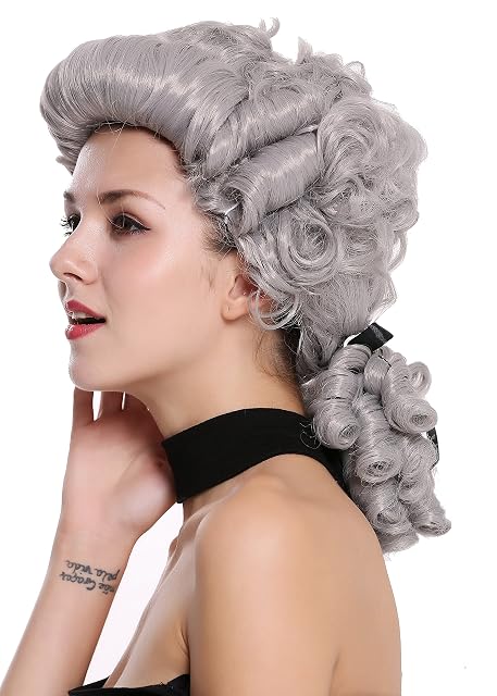 Foto 7 de 7 de WIG ME UP- 91019-ZA68E Peluca Hombres Carnaval Halloween Barroco Renacimiento Gris Trenza Noble príncipe