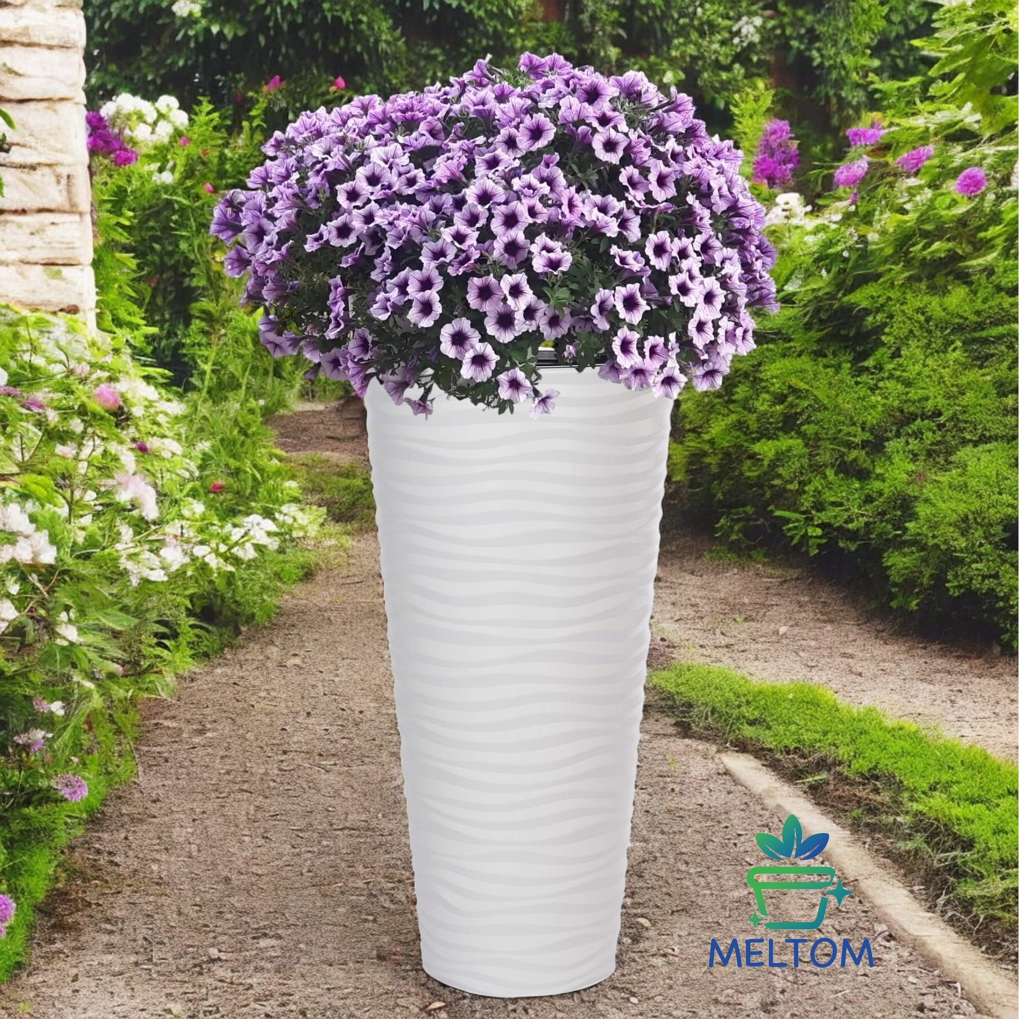 MELTOM Lot de 2 Pots de Fleurs Ronds Fins Effet 3D XXL 3XL