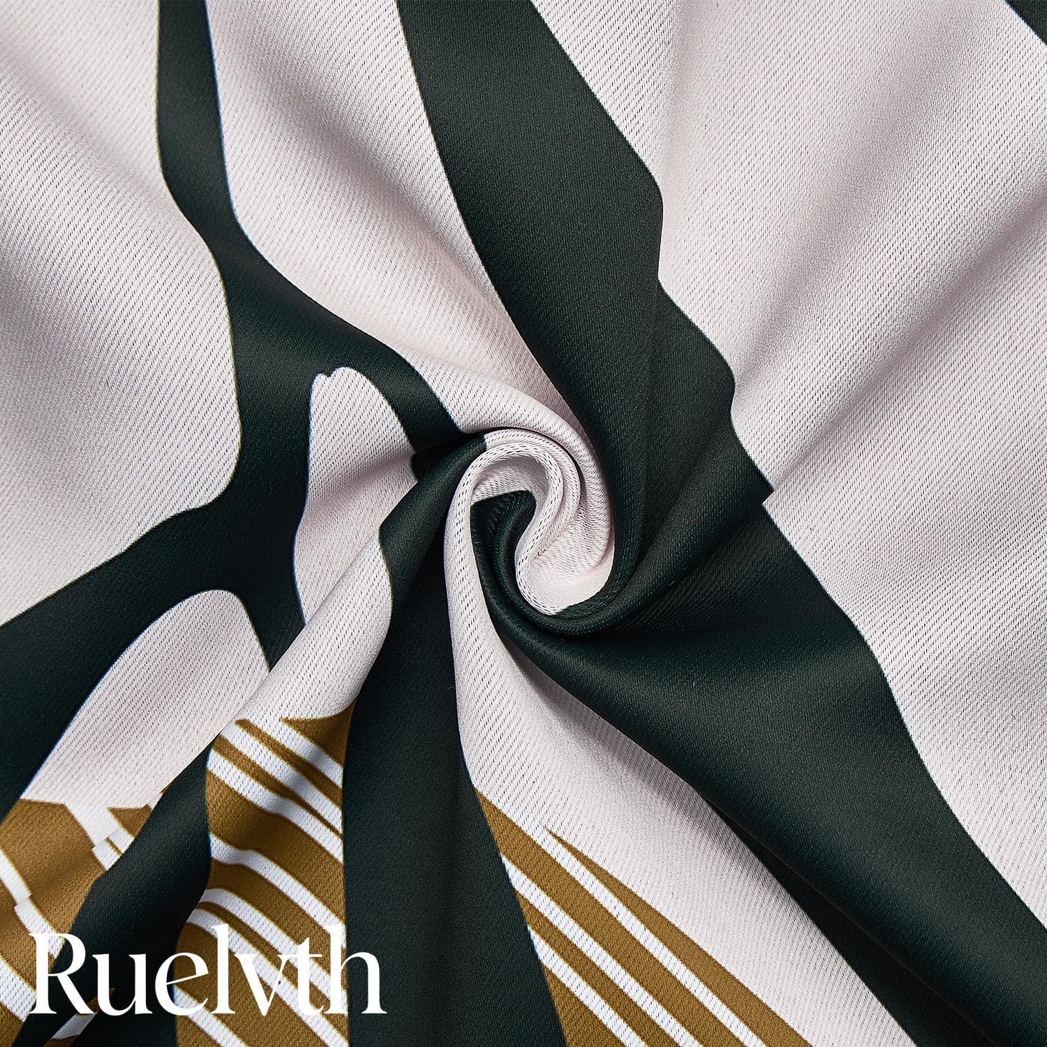 Boho Blackout Curtains, Abstract Green Leaves Window Curtains for Living Room Bedroom Terracotta and Beige Rustic Room Darkening Drapes with Grommets, 42x63 Inch, 2 Panels