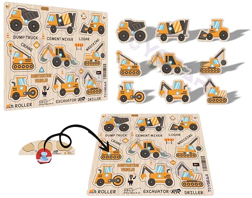 Image of Construction Eco Friendly Materials Wooden Learning Toys Puzzle for Brain Training /jorky Cutting Puzzle for Home /School /Non-Toxic /Education Memory Games for Baby Boy and Girl
