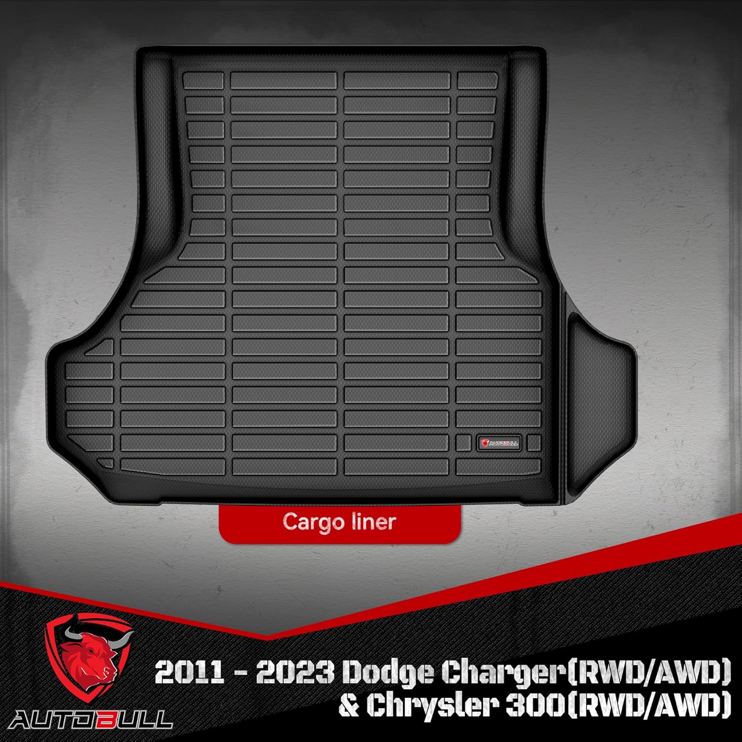 Cargo Liner Compatible with 2011-2023 Dodge Charger(RWD/AWD) & Chrysler 300(RWD/AWD) Cargo Mat，All Weather Protection Trunk Liner Rear Trunk mat，Black - Image 2