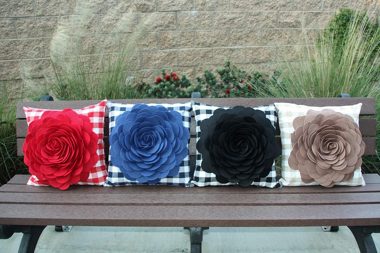 Contempo Lifestyles Flower Pillow Decorative Throw Pillow 3D Rose – Vintage Flower Pillow for Living Room, Bedroom, Sofa (17" Pillow Case NO Insert, Mocha)