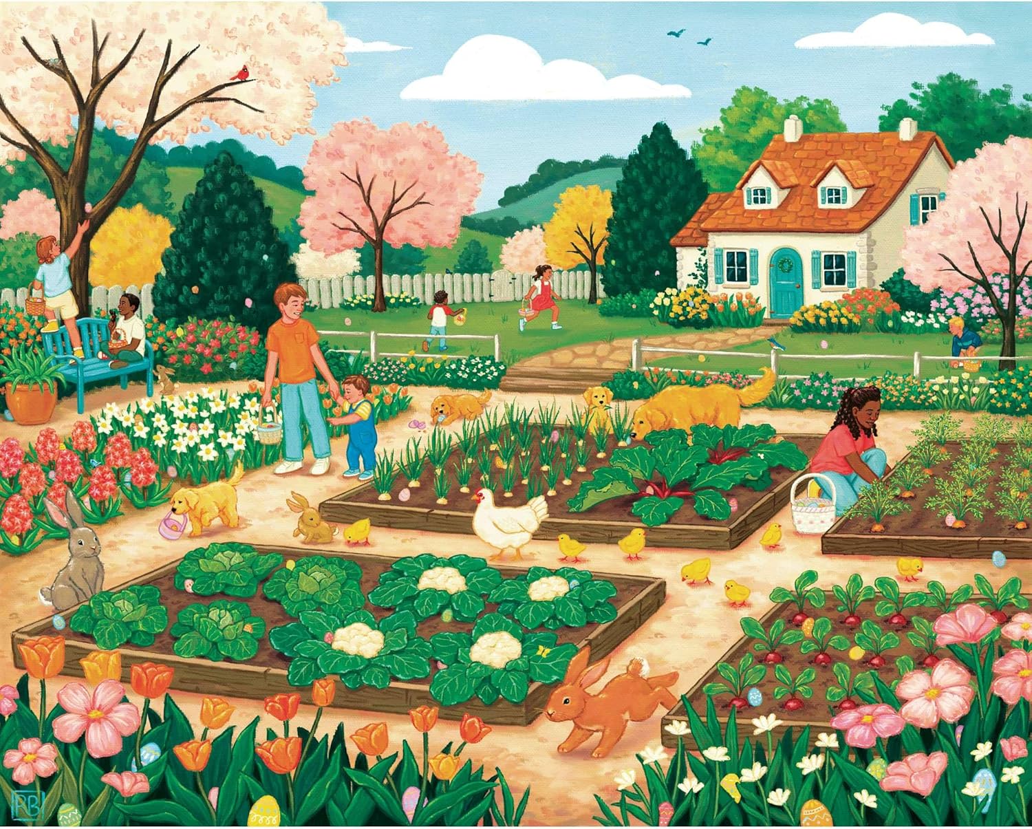 Boardwalk Puzzles Springtime Garden Scene – 500 Piece Jigsaw Puzzle for Adults, Made in USA