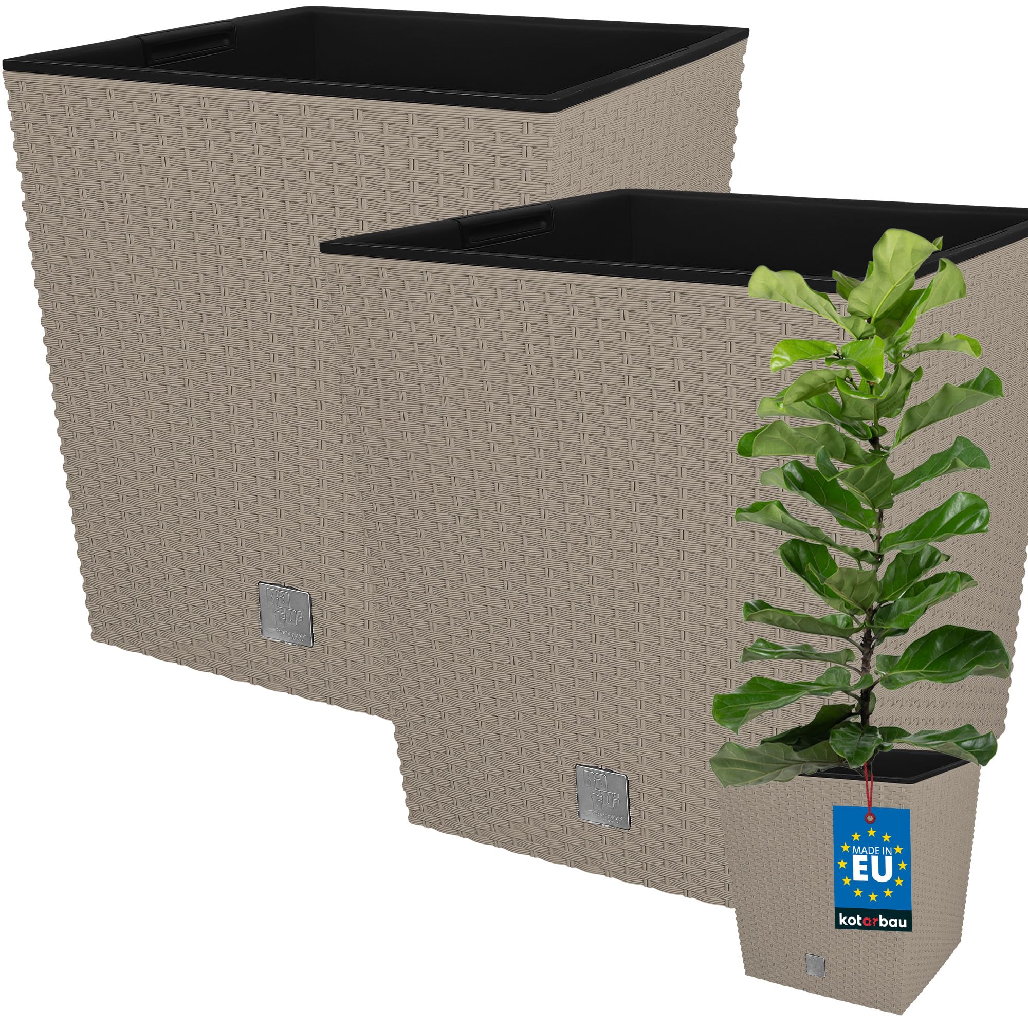 KOTARBAU® Macetero con Maceta Interior, 260 mm, Ratan sintético, Antracita - Gris Oscuro, Maceta Rato con patrón de Trenzado Que imita el Mimbre, Maceta Interior separada, extraíble, Cesta — view 10