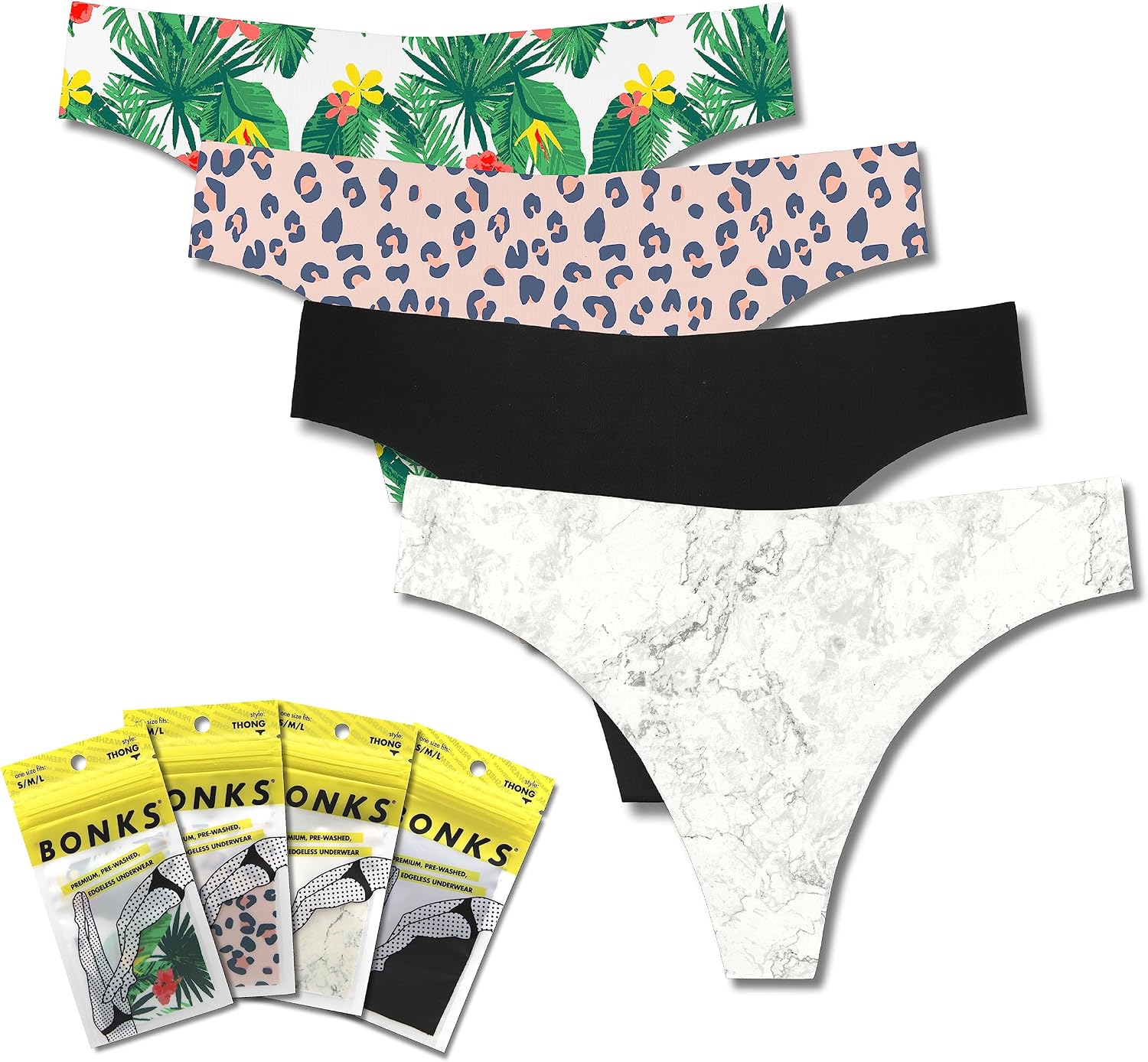 Bonks One Size Fits All Thong for Women, Pre-washed Emergency Panties — Stretchable and Seamless Underwear
