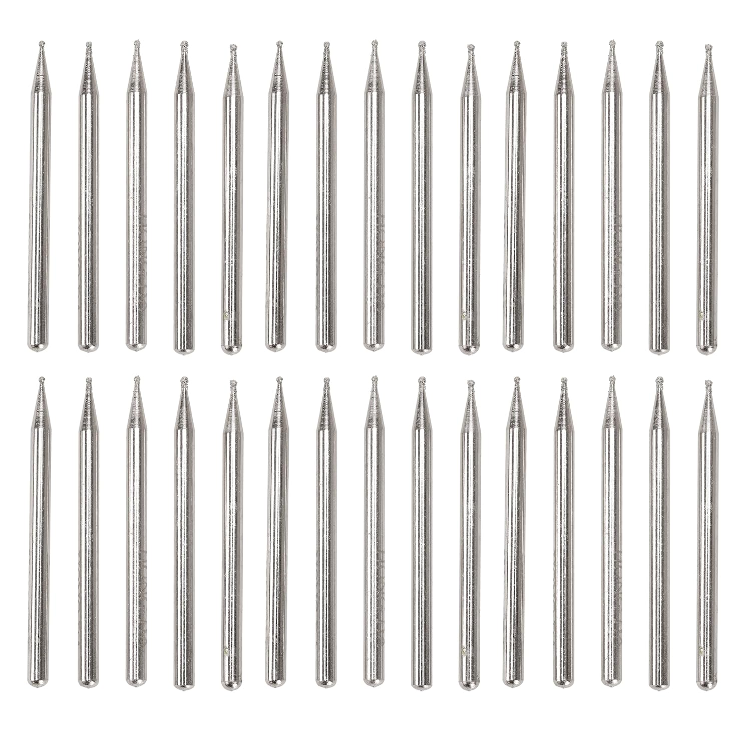 1mm Diamond Grinding Bit Round Ball Head, Spherical Burrs 1/8 Inch Shank Rotary Tool Bits, Carving Engraving Stone Glass for Dremel Tool Accessories Pack of 30Pcs