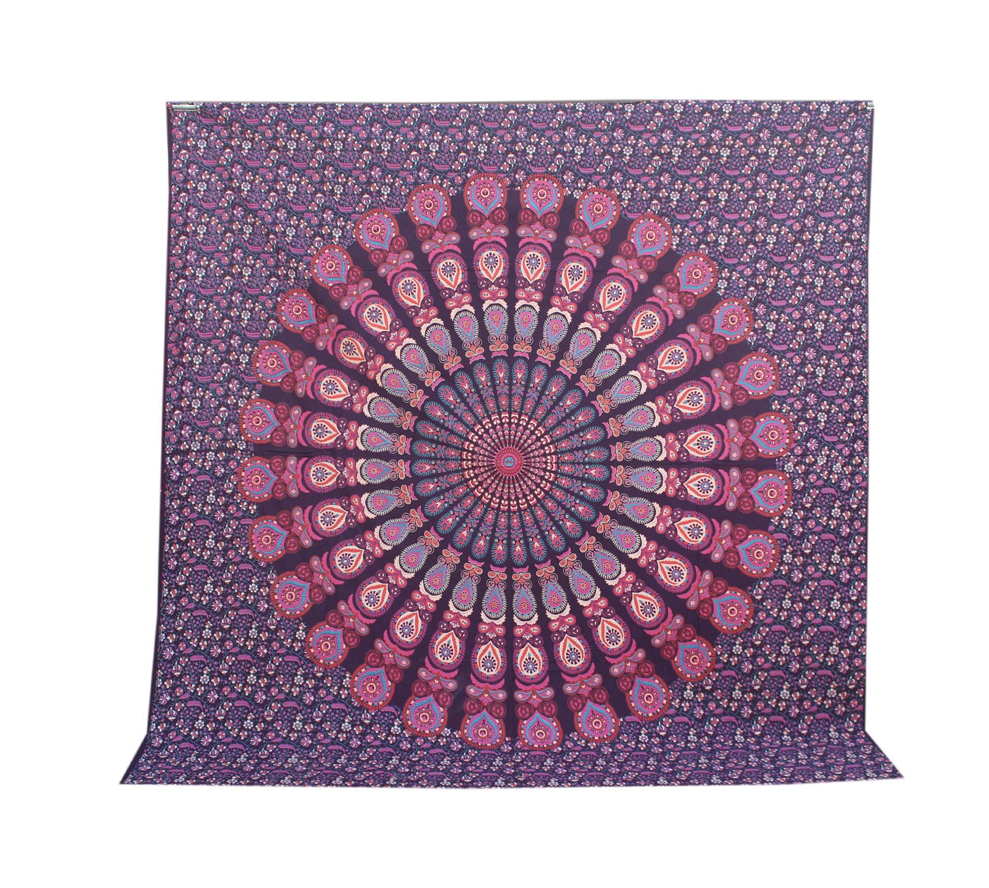Bhawana Handicrafts King Size Mandala Tapestry Hippie Wall Hanging Indian Cotton Bed Sheet Ombre Design Beach Throw