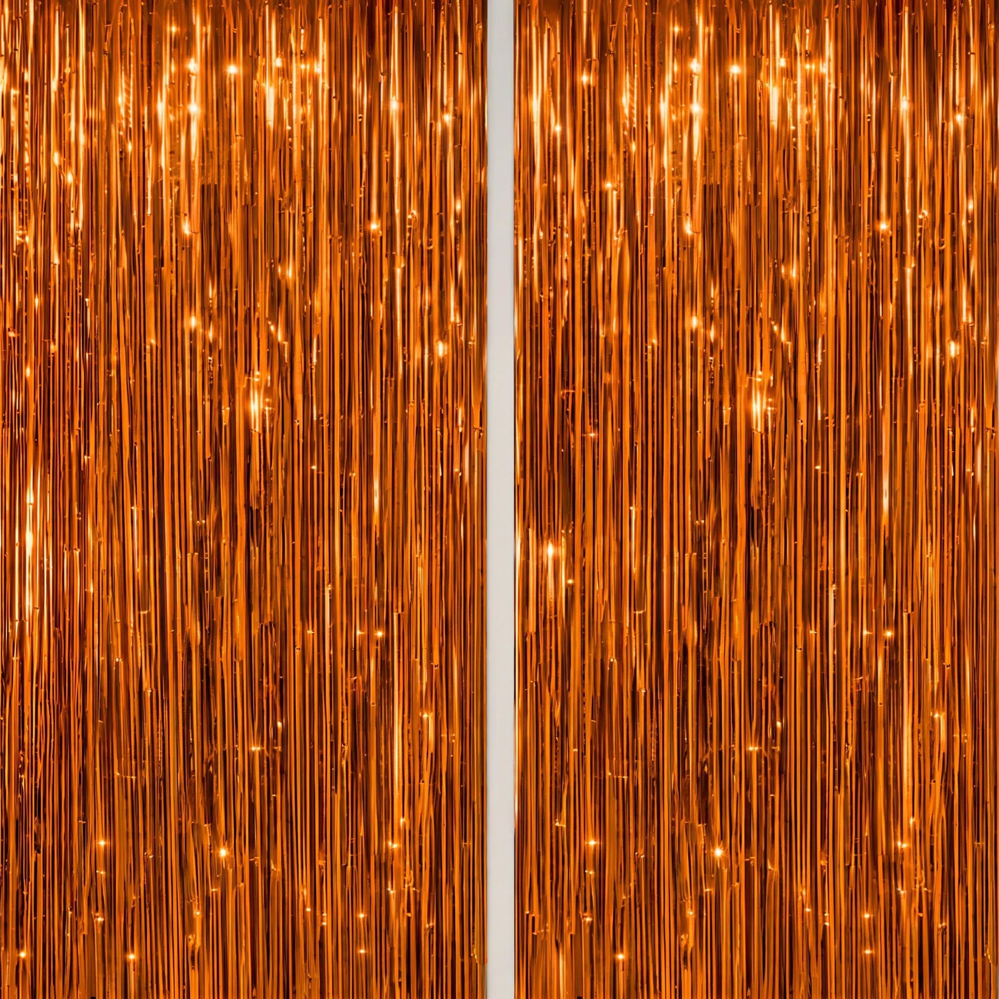 DECOCKRAT 2 Pack Foil Fringe Backdrop - Bronze Shiny Tinsel Curtains for Party Decoration/Photo Booth Props - 3.3x6.6 FT Metallic Foil Backdrop for Birthday, Wedding, Graduation, Christmas.