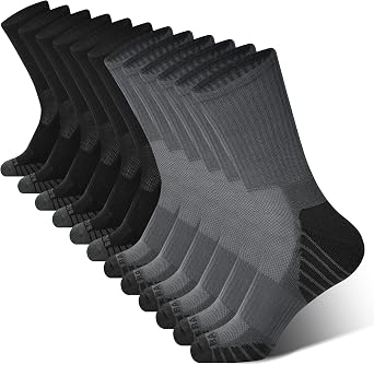 BAMBOO COOL Mens Crew Socks Athletic Cushioned Moisture Wicking 6 Pairs