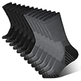 BAMBOO COOL Men's Crew Socks Athletic Running Sports Socks, Cushioned Moisture Wicking, Breathable Arch Support 6 Pack