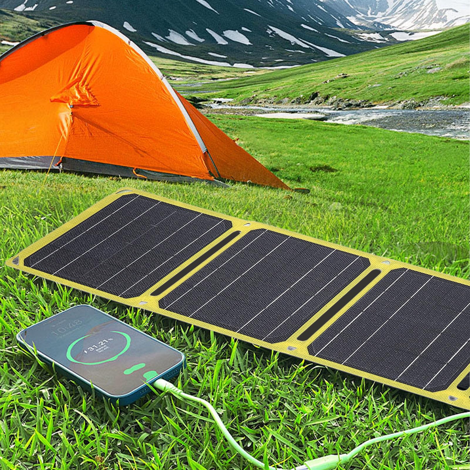 Panneau Solaire Pliable 40W, Chargeur USB-C DC pour Camping