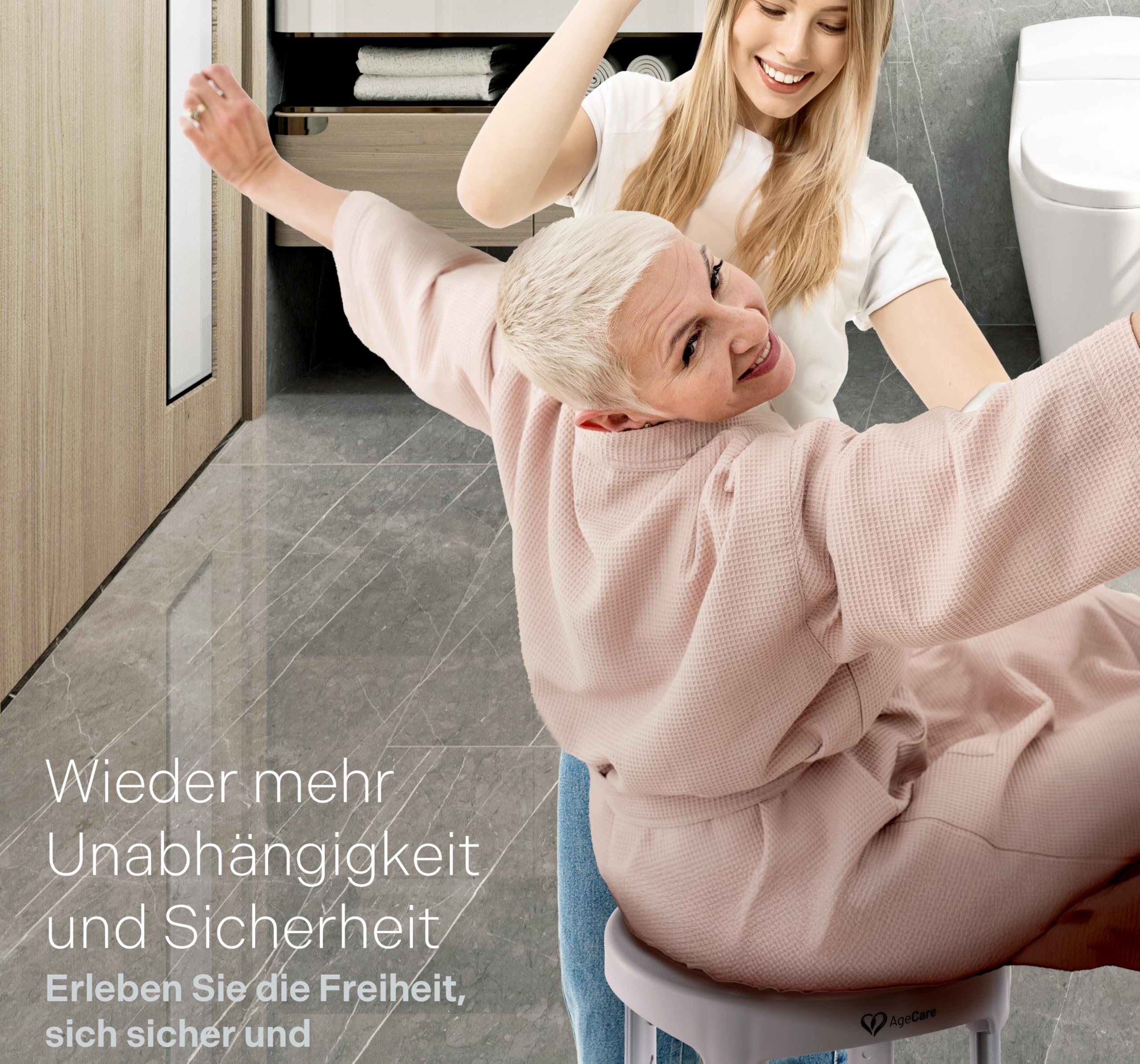 Duschhocker für Senioren & Erwachsene | Höhenverstellbar | Leichter Badhocker rutschfeste Gummifüße Duschstuhl bis 130KG Belastbar | Duschhilfe