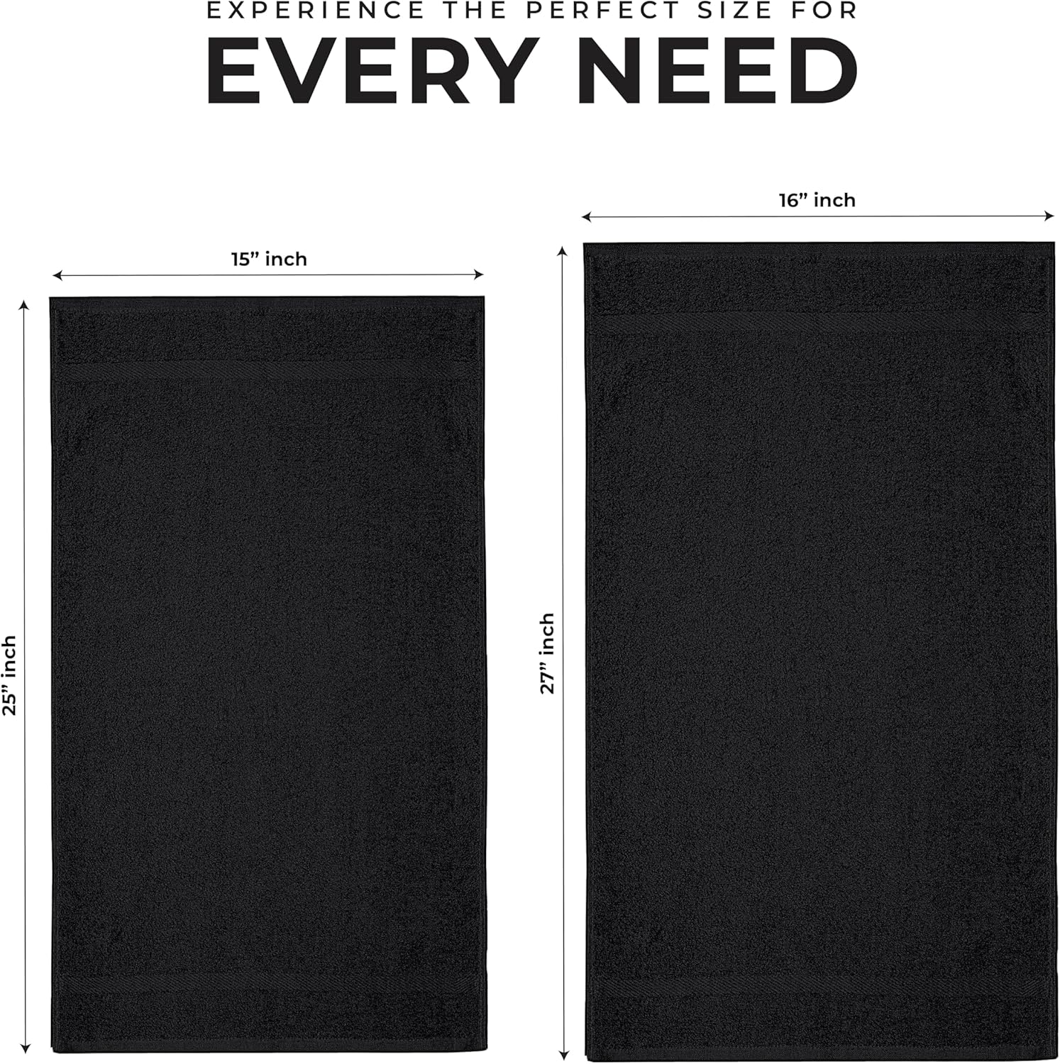 12 Pack Luxury Salon Towels, 100% Ringspun Cotton Comfort, Not Bleach Proof Highly Absorbent Barber Towels (25 x 15) Hair Towel Wrap for Women, Hand, Gym, Beauty, Spa & Home Hair Care – Black