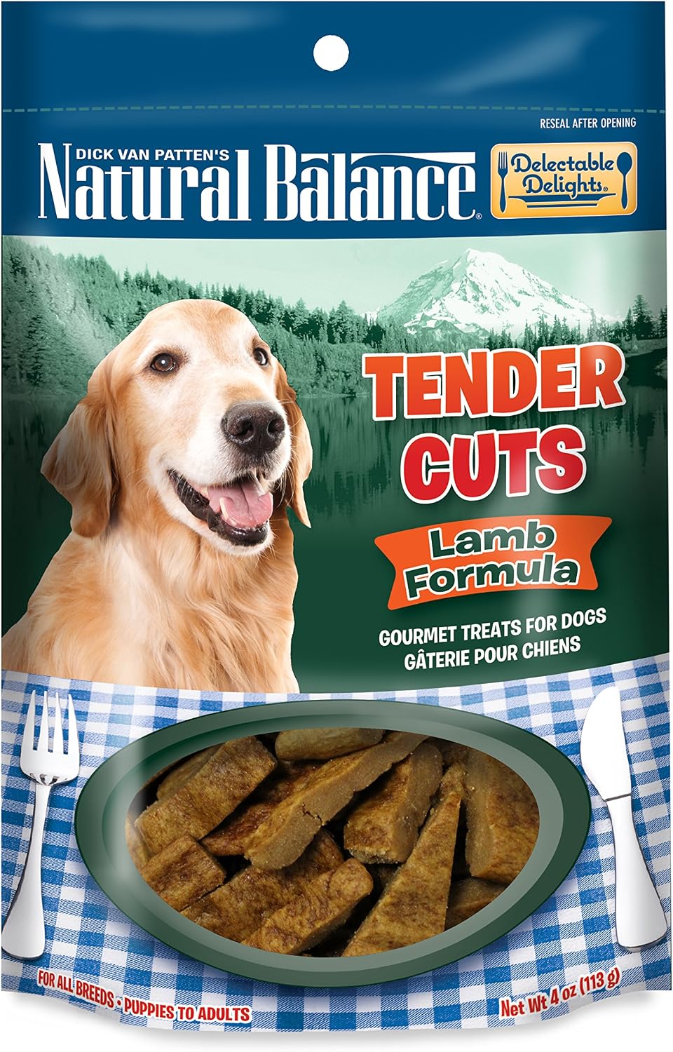 Natural Balance Delectable Delights Tender Cuts Dog Treats, Lamb Formula, 4 Ounce Pouch