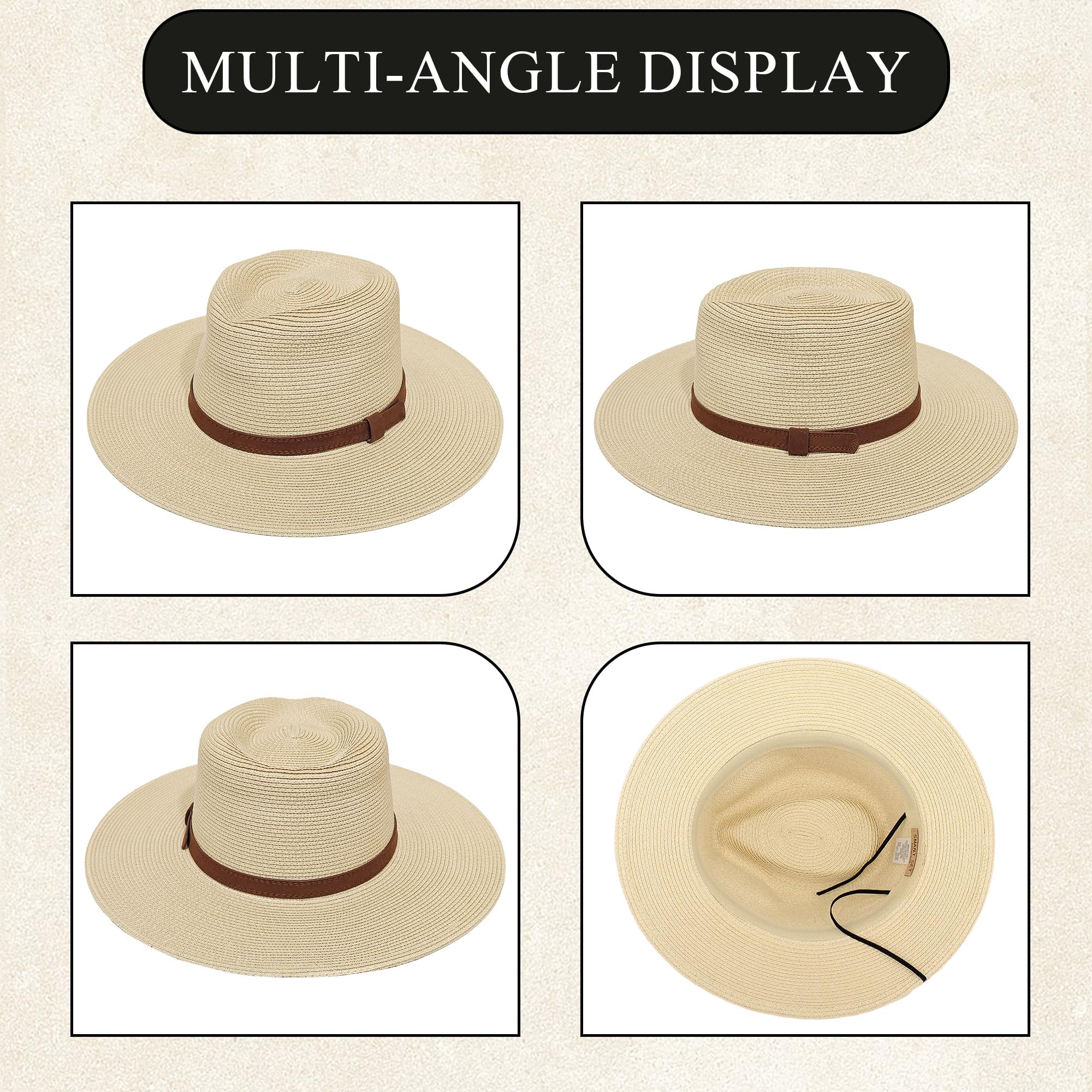 Sombrero Panamá Clásico de Paja para Hombre y Mujer - Transpirable con Protección Solar UV, Diseño Elegante de ala Plana, Ligero y Ajustable - Ideal para Playa, Viajes