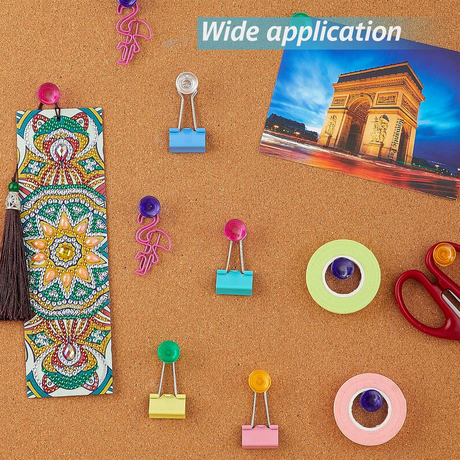 100 Pieces Giant Push Pins 1 Inch Standard Thumb Tacks Steel Point and Plastic Head Push Pins for Cork Board (Red, Yellow, Blue, Green, Clear) : Office Products