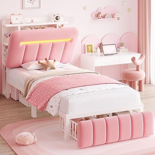 Miniatura 15 de Base de cama Queen con cabecera de almacenamiento, marco de cama negro tapizado tamaño Queen con cajones de almacenamiento y estación de carga, cama