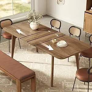 VASAGLE MAEZO Collection Extendable Dining Table, Honey Brown