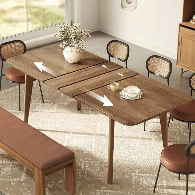 VASAGLE MAEZO Collection - Extendable Dining Table for 4/6/8, Kitchen Ta...