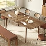 MAEZO Collection - Extendable Dining Table for 4/6/8, Kitchen Table with Tapered Legs, Curved Transitions, for Dining Room, Kitchen, Home Office, Honey Brown UKDT090K01V1