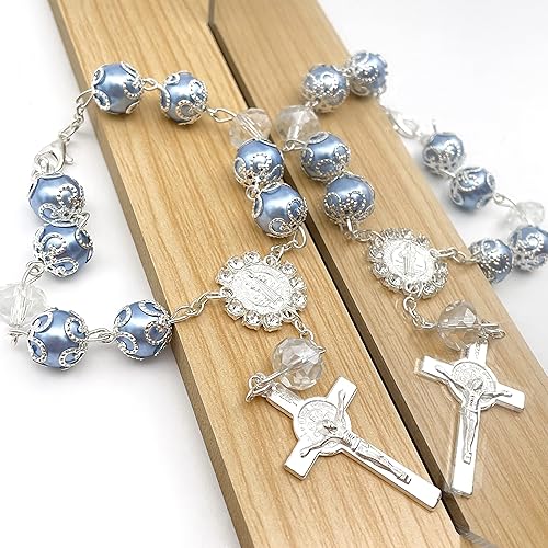 Miniatura 3 de 12 pulseras de bautismo rosario para niñas y niños con dije de cruz católica, recuerdos, bautizo, boda, ducha, fiesta de cumpleaños