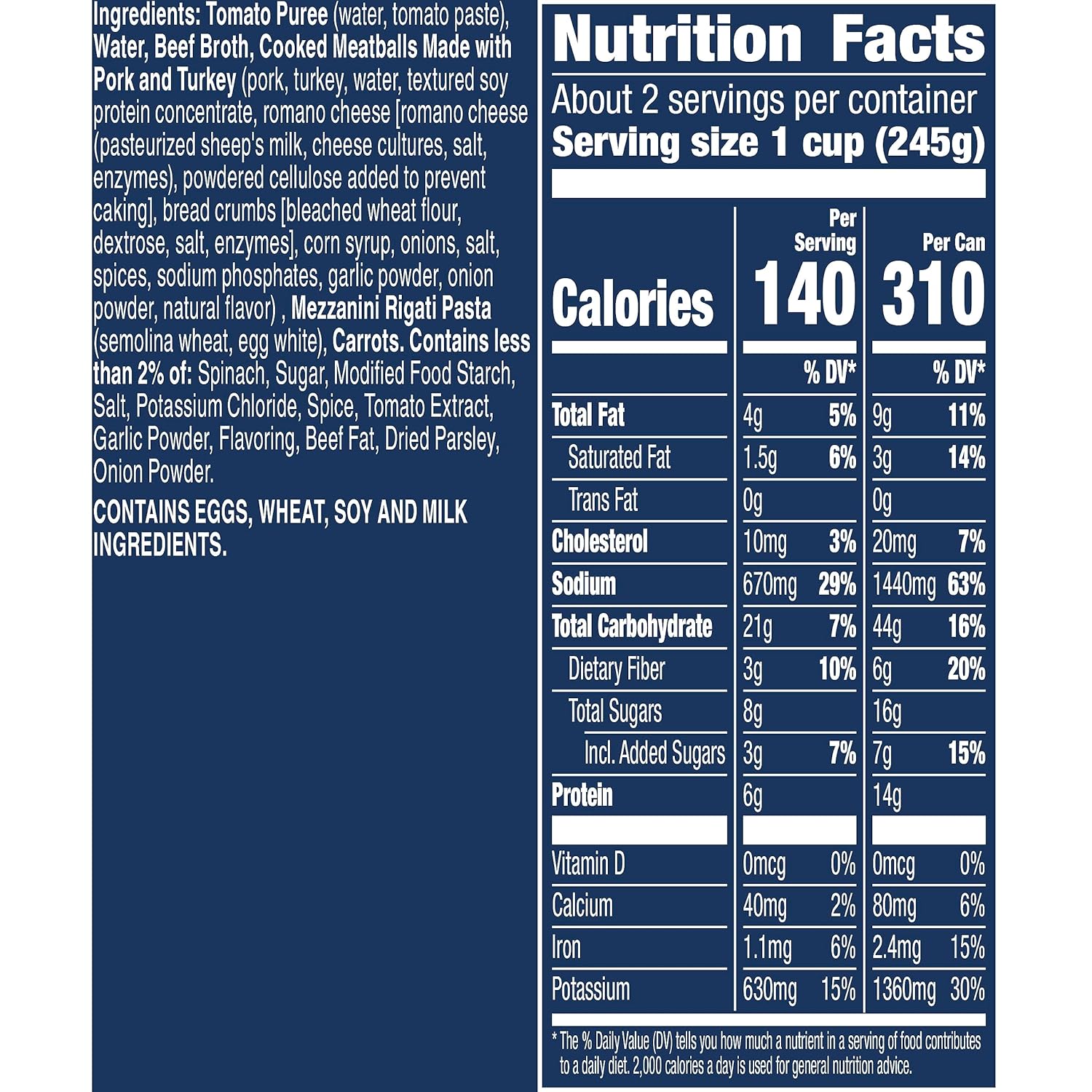 Progresso Rigati Pasta and Meatball Soup, Rich and Hearty Canned Soup, 18.5 oz (Pack of 12)