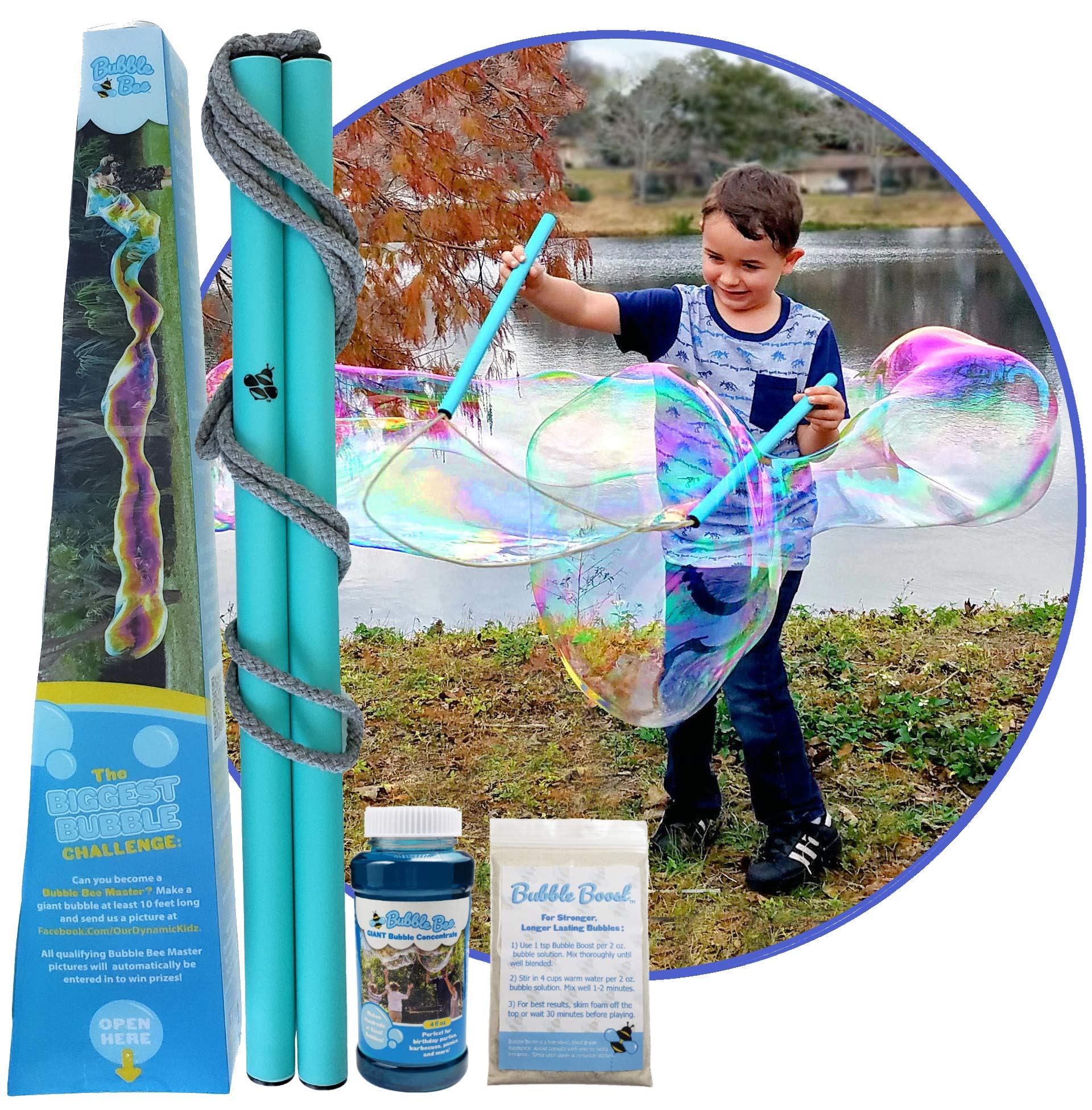 Bubble Wands Set for Giant Bubbles! Giant Bubble Solution and Big Bubble Wand Kit are Perfect Fun for Outdoor Games for Adults and Family, Kids and Friends of All Ages!