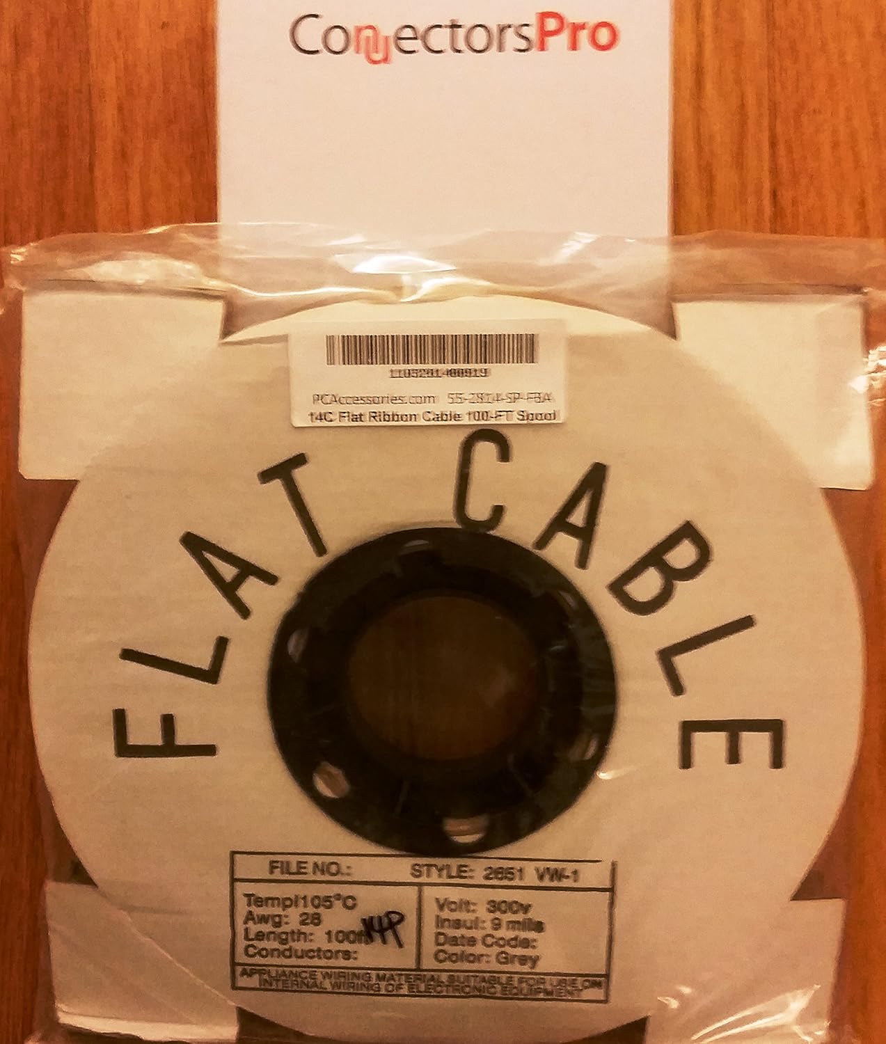Pc Accessories - Connectors Pro 14P 100' IDC Silver Flat Ribbon Cable for 2.54mm 0.1" Pitch Connectors, 14 Wires, 14 Conductors, 100 Feet, Spool
