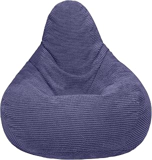 Loft 25 Adult Highback Bean Bag Chair | Corduroy Fabric Indoor Living Room Gaming Beanbag Lounger | Internal Liner | Ergonomic Design for Body Support (Bean Bag, Purple)