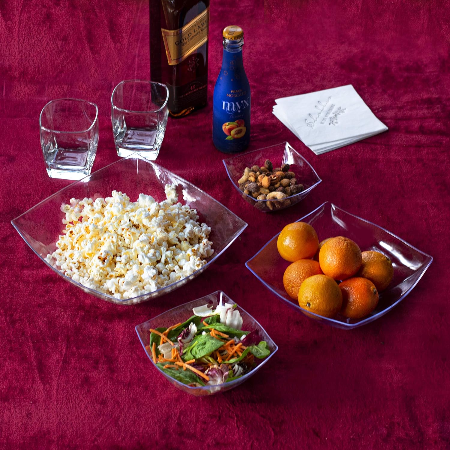 Majestic Settings Disposable Clear Fancy Square Plastic