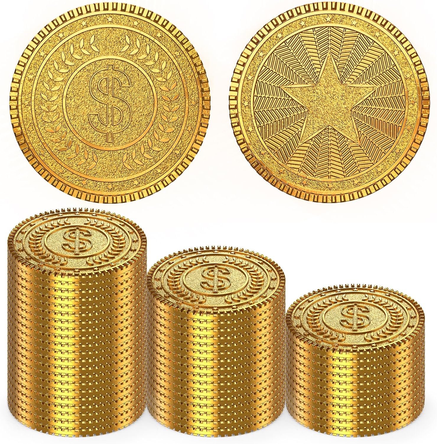 Byhoo 50 PCS Metal Gold Coins,DND Pirate Coins,Stress Relief Tool,with Velvet Drawstring Pouch for Board Games,Role Playing,Treasure Hunts,Pirate Adventure Themed Play Favor