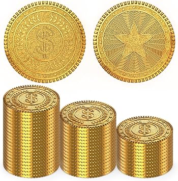 Byhoo 50 PCS Metal Gold Coins,DND Pirate Coins,Stress Relief Tool,with Velvet Drawstring Pouch for Board Games,Role Playing,Treasure Hunts,Pirate Adventure Themed Play Favor