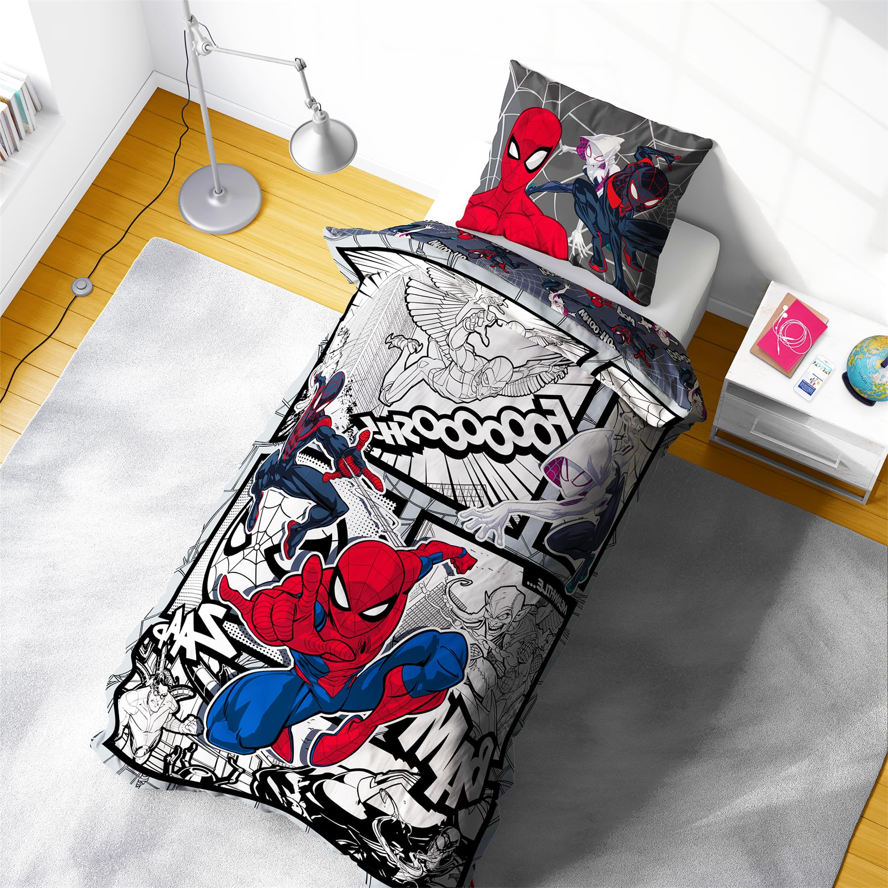Marvel Spiderman Bedding | Amazing Spiderverse Villains Venom | Polycotton Single Duvet Cover Set - Includes Matching Pillowcase