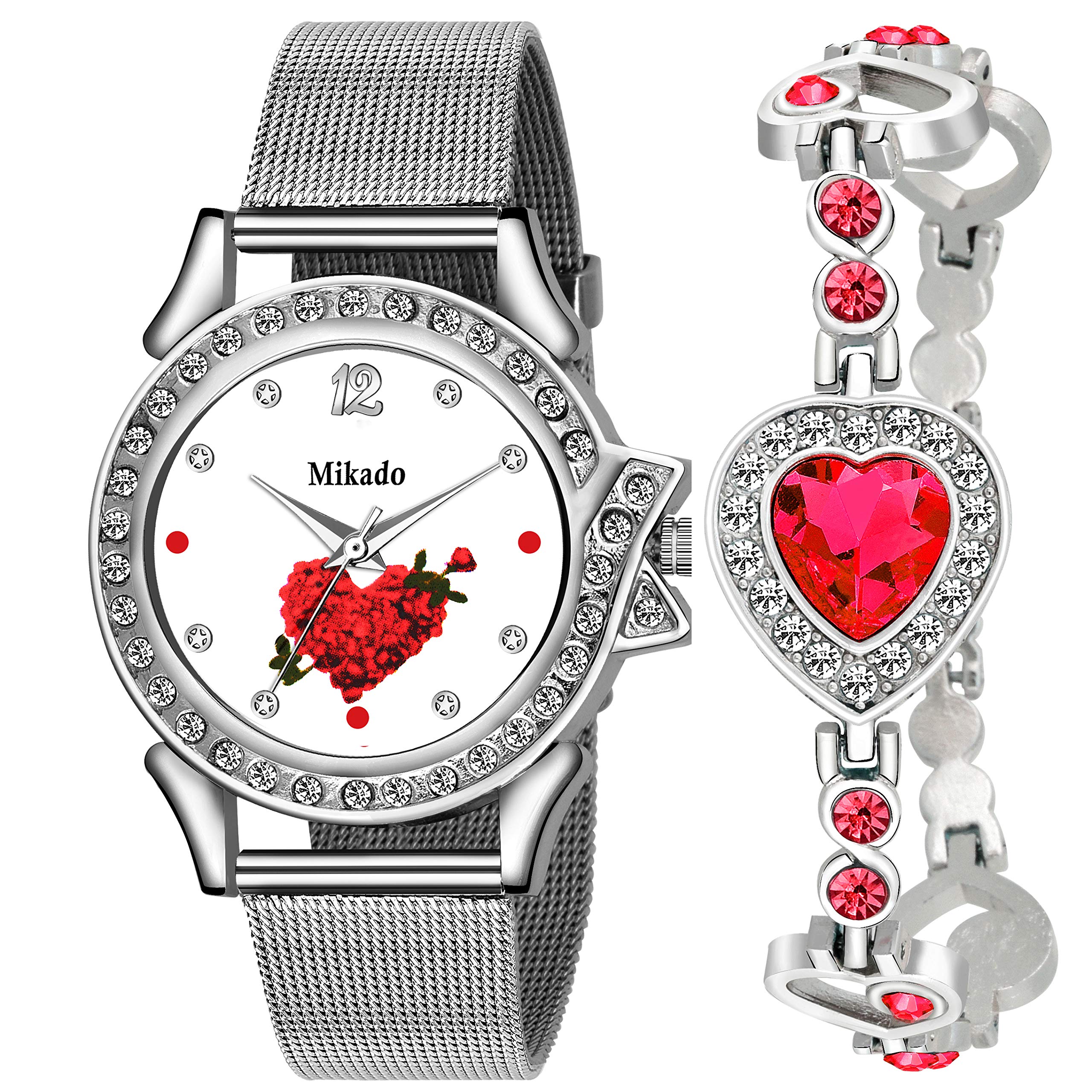 Mikado Red Heart Unique Women Watch Combo Analog Watch - for Women (B08JCG91MH) Amazon Price History, Amazon Price Tracker