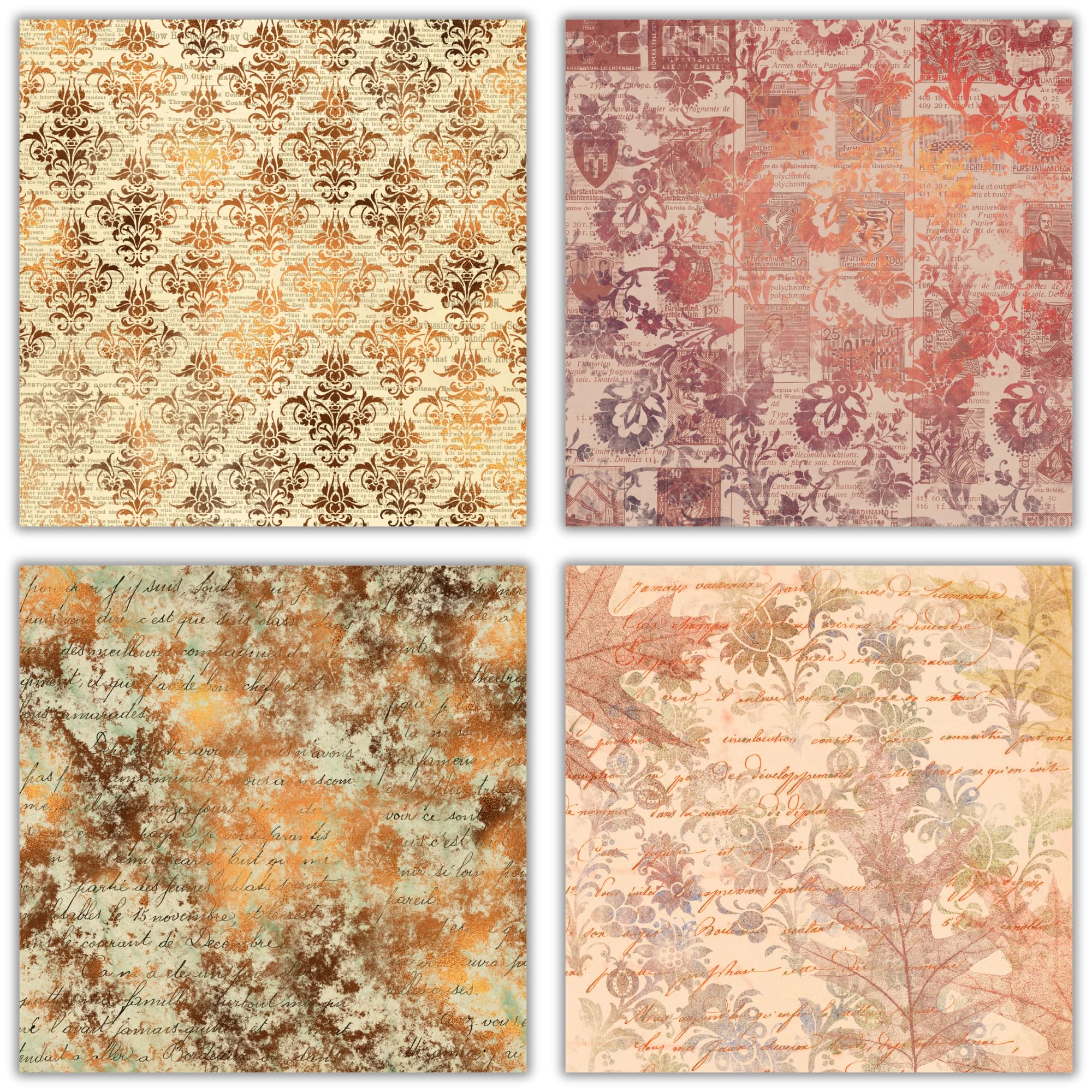 XERE 40 Blatt Herbst-Scrapbook-Papier, 15,2 x 15,2 cm, Ephemera-Muster, Papierpackung für Tagebuch, Skizzenbuch, Lesezeichen, Junk-Tagebuch, Herbst-Scrapbook Kunstbedarf