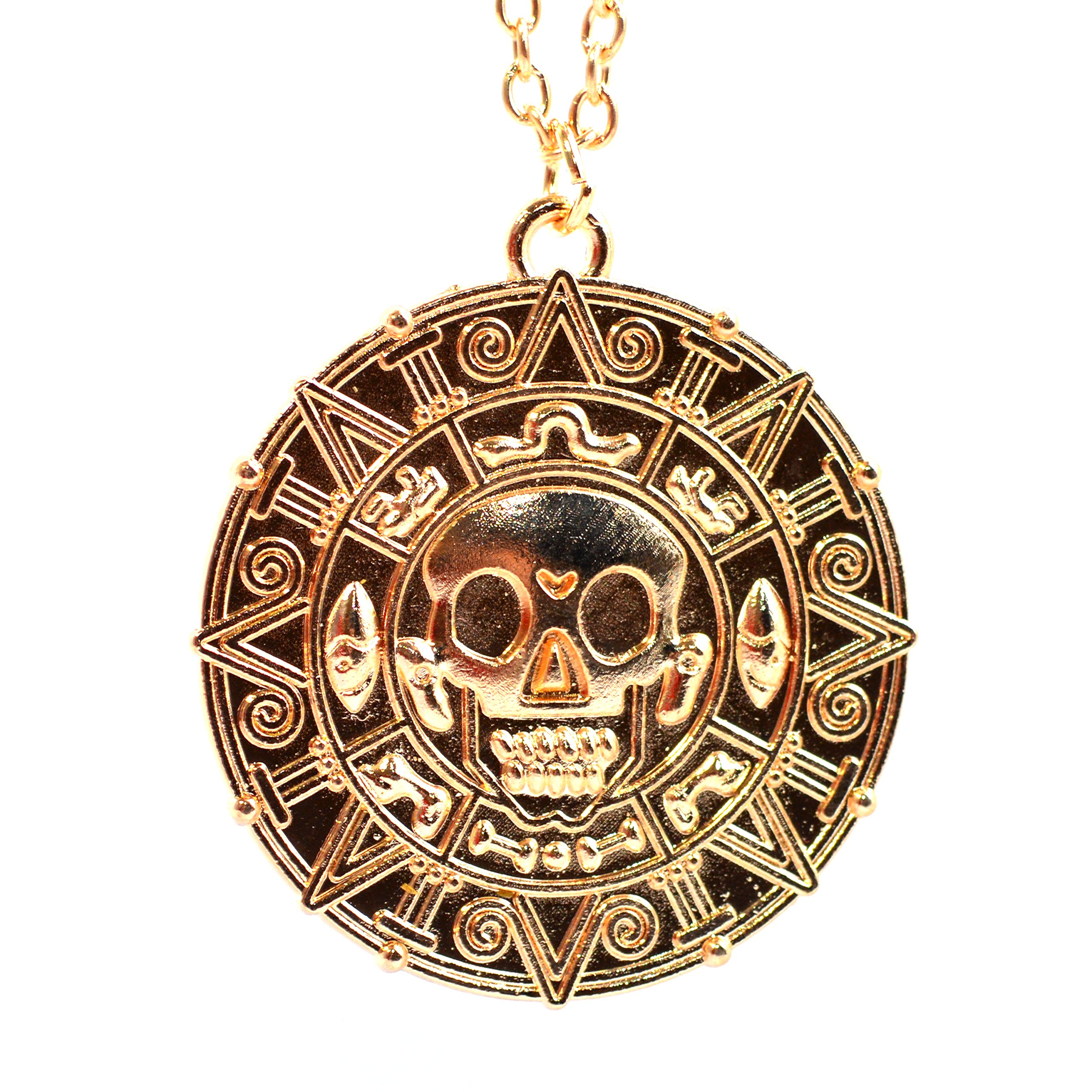 Pirates of the Caribbean Aztec Coin Medallion Skull Charm Necklace — view 8